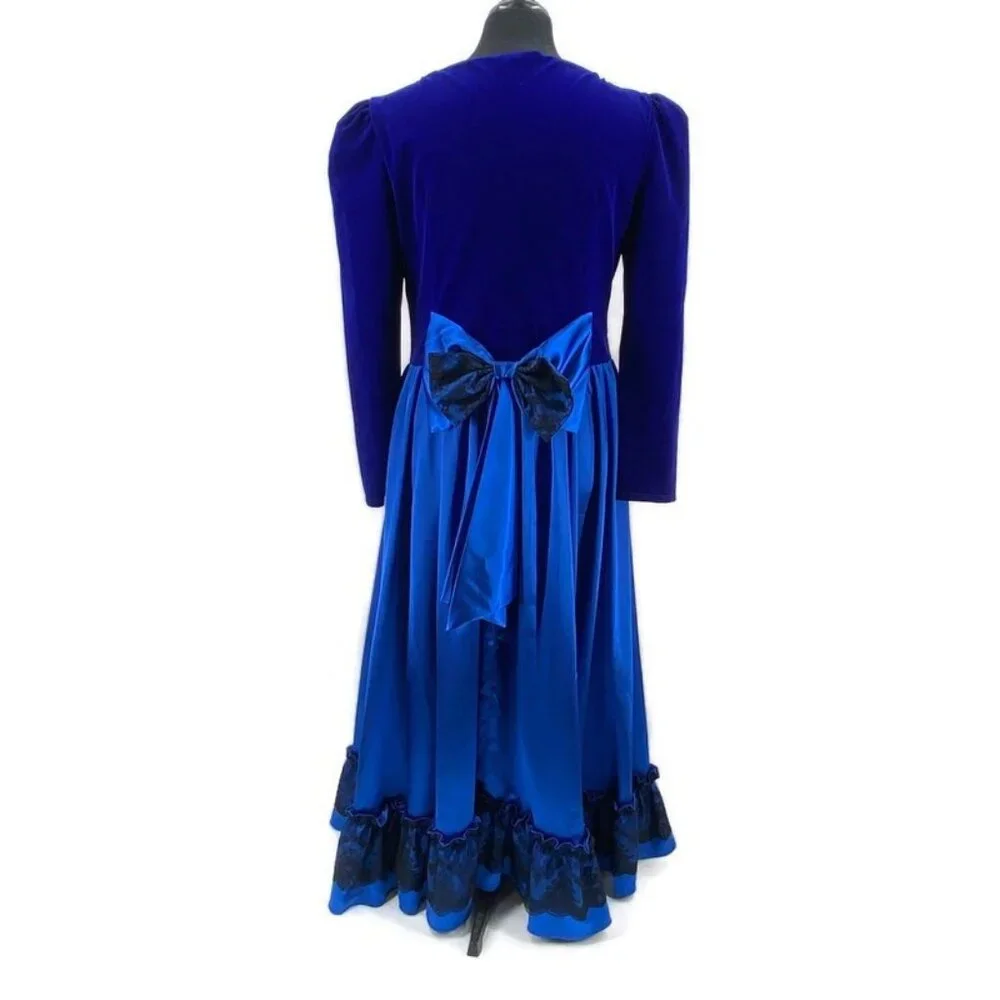 Von Lancelot Medieval Dress Satin Crushed Velvet Renaissance Cosplay Costume 18 - Picture 5 of 13